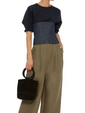 Tibi Marine raw denim corset 0